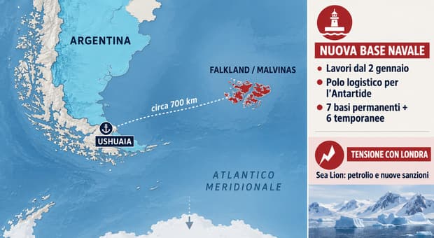  Falkland, l'Argentina prepara la guerra? Nuova base navale a Ushuaia, ecco a cosa servirà 