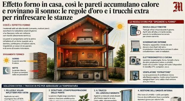  Effetto forno in casa, così le pareti accumulano calore: le regole d?oro (e i trucchi extra) per rinfrescare le stanze 