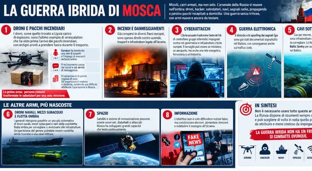  Guerra ibrida, le armi della Russia: attentatori reclutati sui social e hacker contro le reti strategiche. Spazio e mare gli altri due fronti 