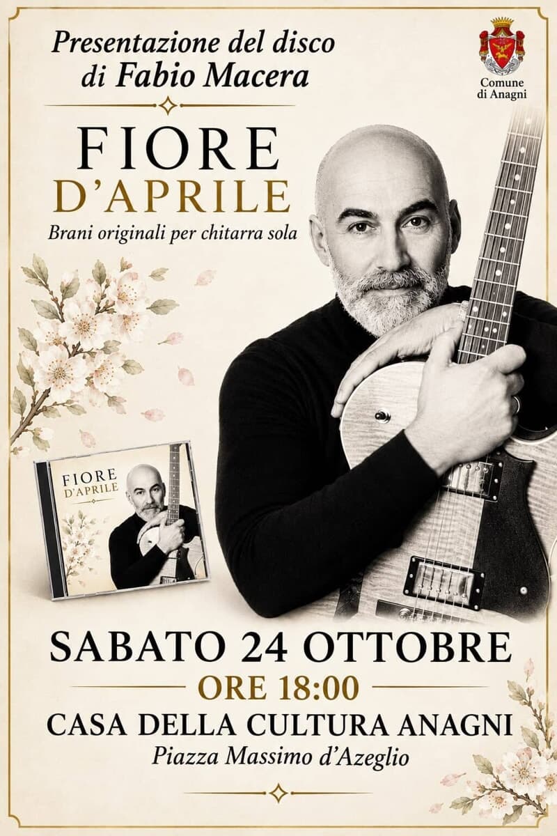 Anagni, Fabio Macera presenta “Fiore d’Aprile”, il nuovo album dedicato al figlio Edoardo