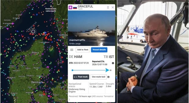  Putin, lo yacht Graceful (da 100 milioni) in fuga dai droni ucraini? Il transponder spento da 4 anni e la rotta improvvisa, dove è diretto Graceful 