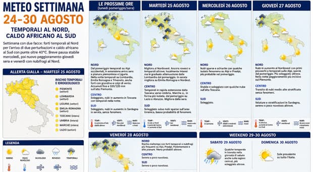  Temporali (anche forti) in arrivo sull'Italia, ecco dove e quando: allerta meteo in otto regioni, le previsioni 
