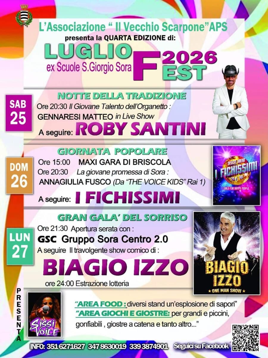 Sora, Luglio Fest 2026