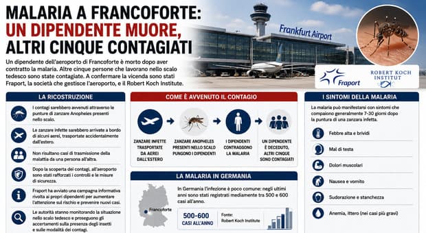  Malaria all?aeroporto di Francoforte, un morto e cinque dipendenti contagiati. Rafforzati i controlli di sicurezza 