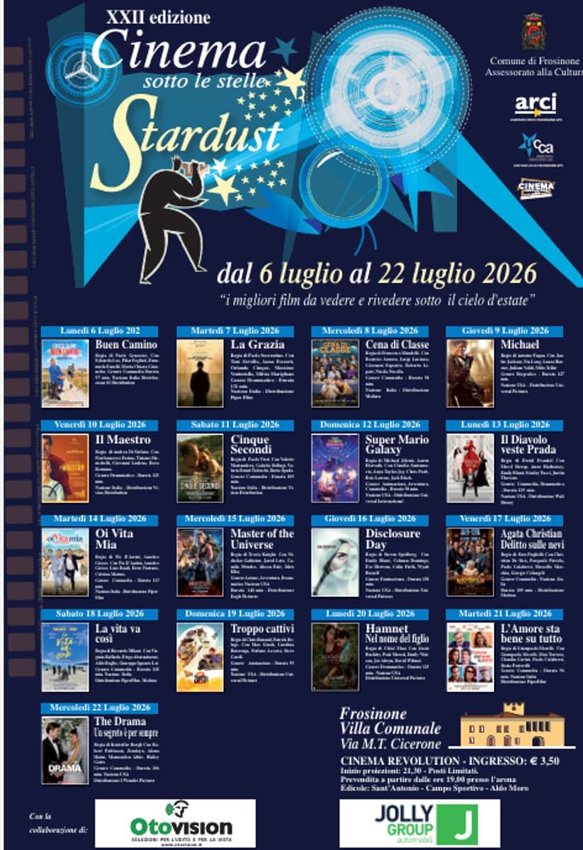 Frosinone, torna "Cinema sotto le stelle"