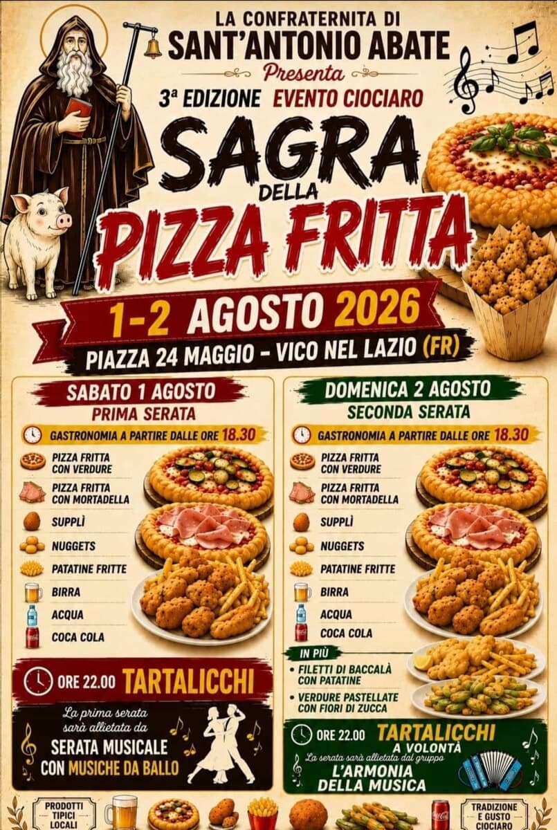 Vico nel Lazio, terza edizione della Sagra della Pizza Fritta