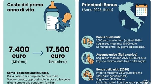  Quanto costa un figlio nel primo anno: spese fino a 17.500 euro. Ecco tutti i bonus e gli aiuti disponibili 