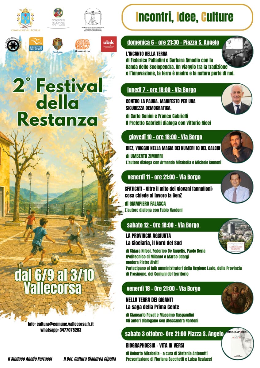 Vallecorsa,  Festival della Restanza, presentazione del libro “La provincia aggiunta. La Ciociaria, il Nord del Sud”