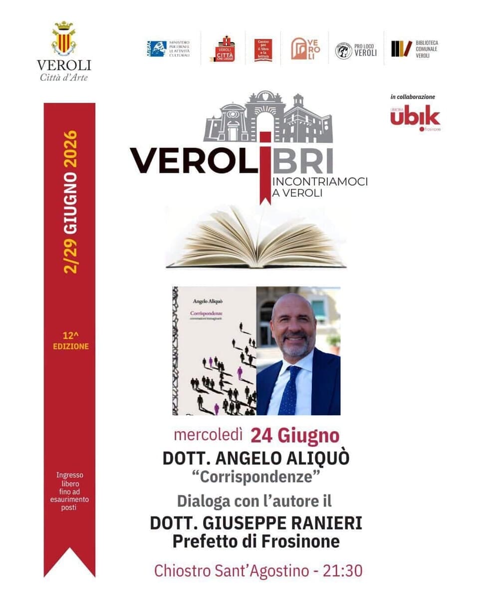 Veroli,  presentazione del libro "Corrispondenze. Conversazioni immaginarie"  di Angelo Aliquò