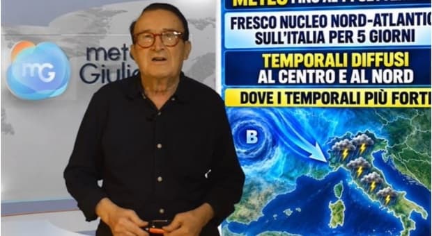  Meteo Giuliacci: «Ciclone atlantico in arrivo con piogge e temporali». Tutte le regioni a rischio. Poi torna il caldo: ecco quando 