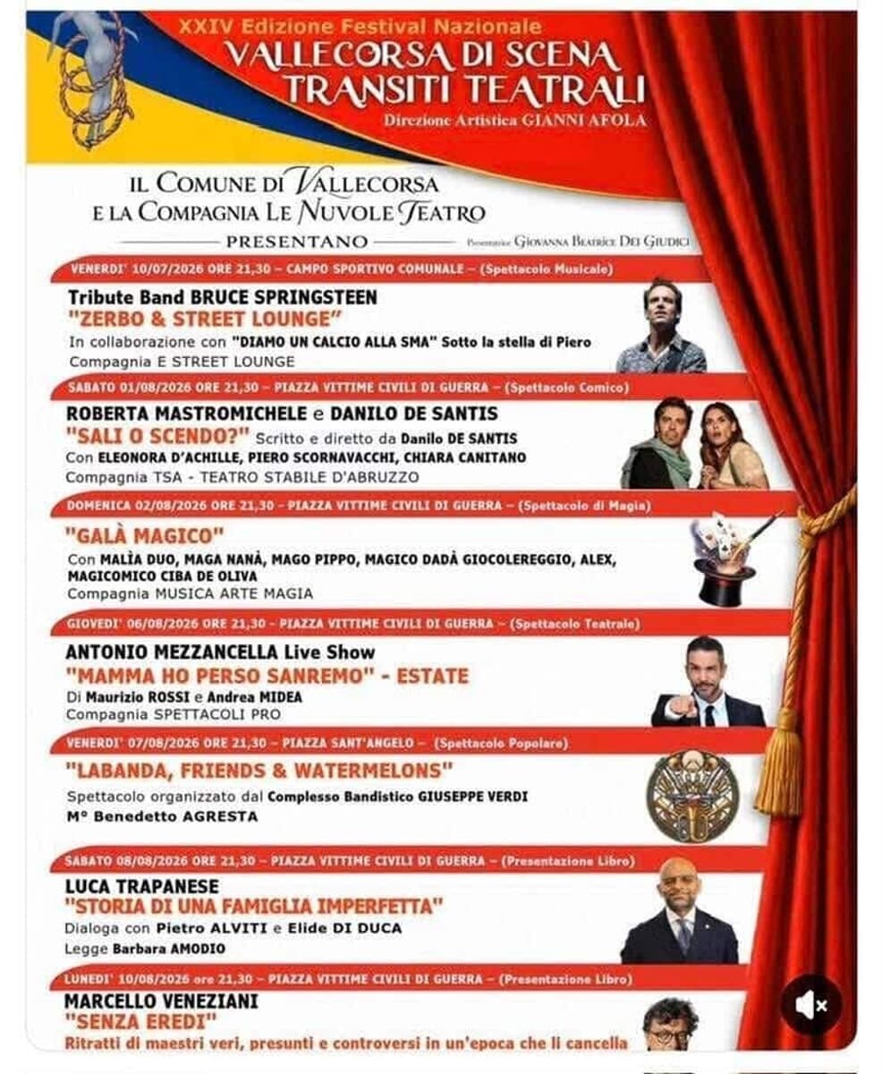Vallecorsa, festival nazionale "Vallecorsa di scena- Transiti teatrali"