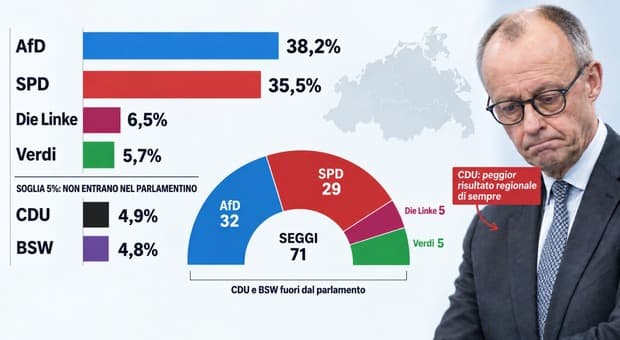  Germania, Merz è il vero sconfitto. La Cdu crolla: fuori dal parlamentino in Pomerania. Weidel (AfD): «La gente ne ha abbastanza, noi siamo pronti» 