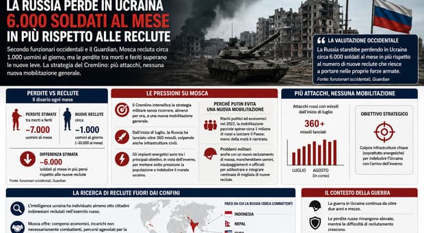  «La Russia perde ogni mese in Ucraina 6.000 soldati in più di quanti riesca a reclutare», la nuova crisi di Mosca (che tenta gli indonesiani) 