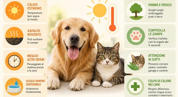  Caldo estremo e asfalto a 60°, perché i cani rischiano le zampe bruciate e i gatti spariscono 