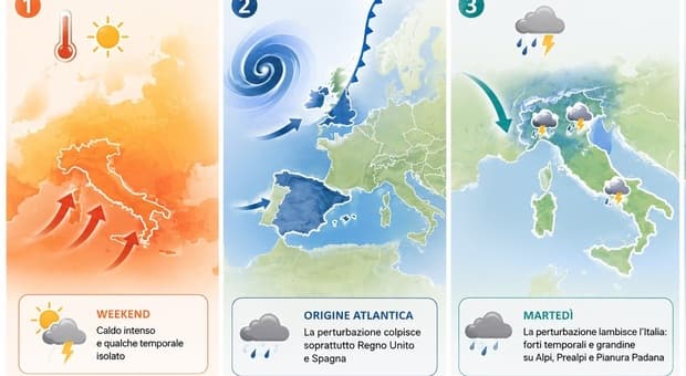  Eventi estremi in arrivo, la mappa dei forti temporali e grandinate da Milano a Roma. Il meteorologo: «Ecco le previsioni» 