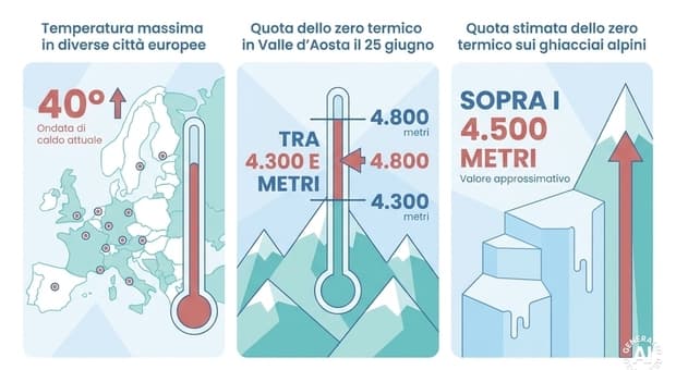  Caldo record in Europa, le temperature estreme travolgono Alpi e ghiacciai: temporale di pioggia e grandine sul Monte Bianco 