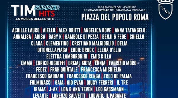 Tim Summer Hits 2026, Roma accende l'estate con quattro serate evento in piazza del Popolo. Oltre 80 artisti e ingresso gratuito 