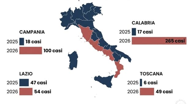  Morbillo, aumentano i casi: 472 nei primi 5 mesi dell'anno. Alert per Campania, Calabria, Lazio e Toscana. La circolare del ministero 