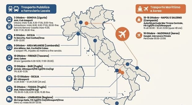  Scioperi, ottobre si apre e si chiude con due ?generali?: dai trasporti alla scuola, il calendario completo 