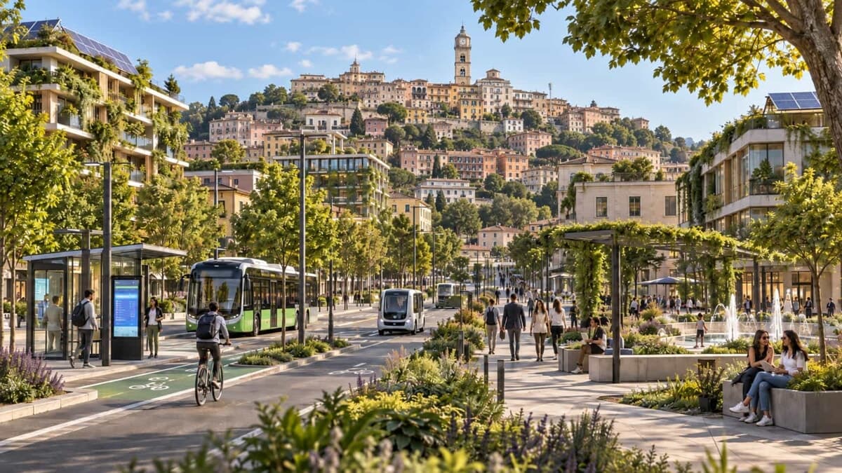 Frosinone nel 2050 secondo l’intelligenza artificiale: la città tra verde, mobilità intelligente e nuovi quartieri