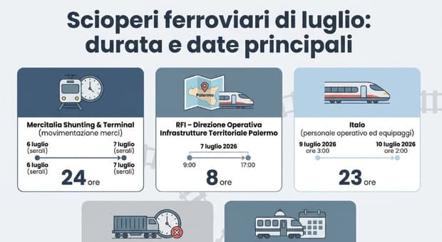  Scioperi luglio, si fermano treni, aerei e mezzi pubblici: le date e il calendario del mese 