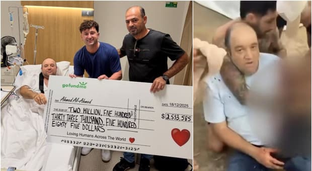  Bondi Beach, l'eroe Ahmed riceve 2.5 milioni in donazioni: il maxi-assegno consegnato in ospedale. «Il meglio del nostro Paese» 