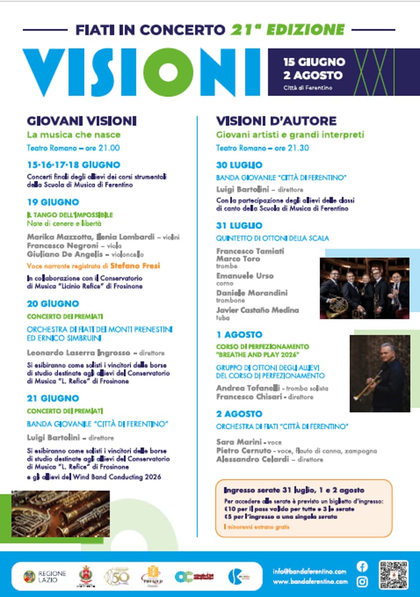 Ferentino, "Fiati in Concerto - Visioni" 2026