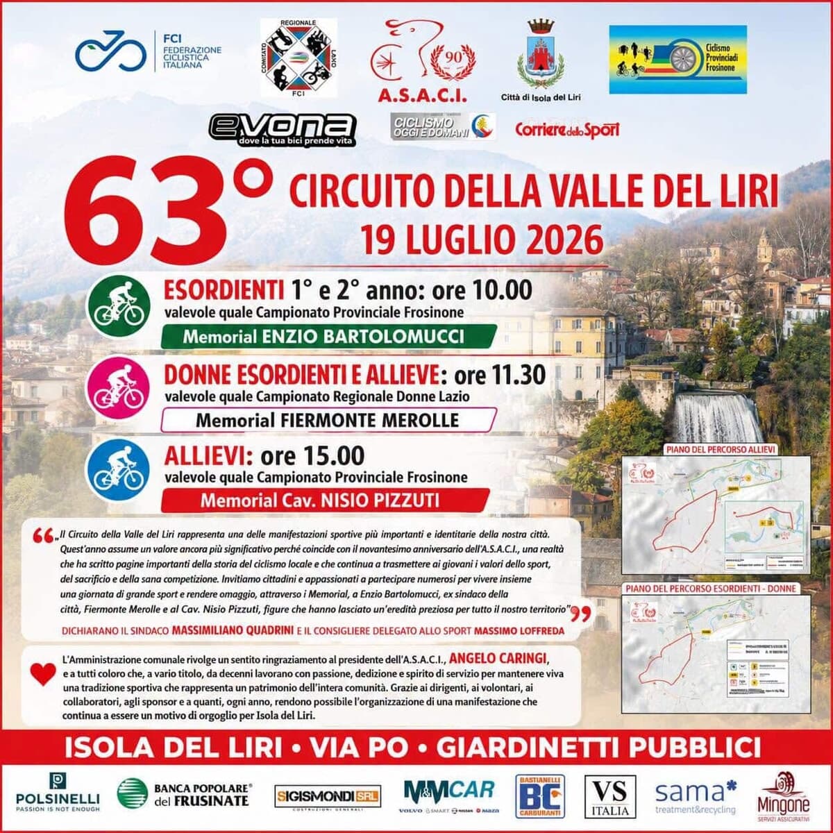 Isola del Liri, 63ª edizione del Circuito della Valle del Liri