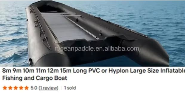  Migranti, i maxi gommoni (lunghi 15 metri) in vendita a 1600 euro sui siti di Alibaba. «Ospitano fino a 230 persone» 