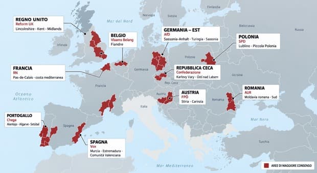  Ultradestra in Europa, rischio onda nera dopo il trionfo Afd? Dalla Francia alla Polonia, dove avanza e la mappa del voto 