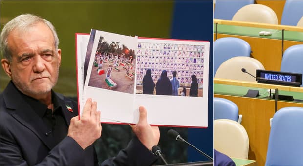  Pezeshkian all'Onu: l'attacco a Trump, le foto dei bimbi iraniani uccisi e la delegazione Usa che lascia l'aula. Cosa è successo 