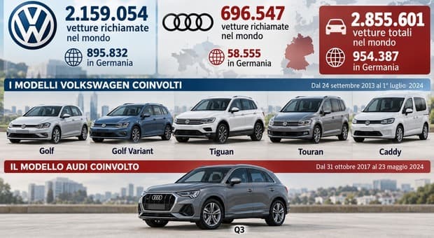  Volkswagen e Audi richiamano quasi 3 milioni di auto, problemi allo sterzo. I modelli coinvolti e cosa devono fare i proprietari 