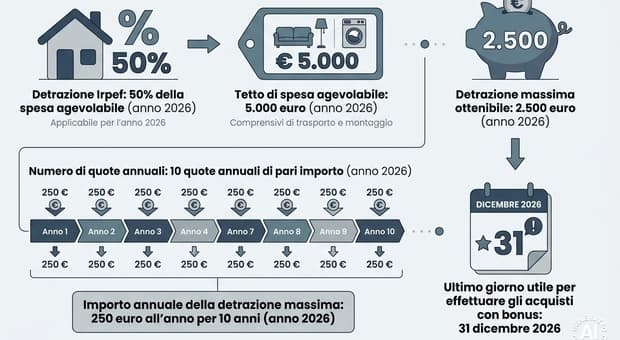 Bonus mobili ed elettrodomestici in scadenza, entro quando e come chiedere la detrazione del 50% (fino a 2.500 euro) 