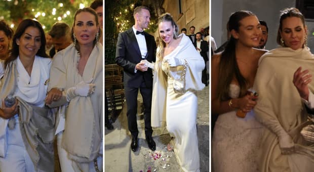 Ilary Blasi e Bastian, i look al matrimonio: lei in abito Scervino e infradito, Chanel in pizzo bianco, lui in smoking. Poi la firma in Comune a notte fonda 