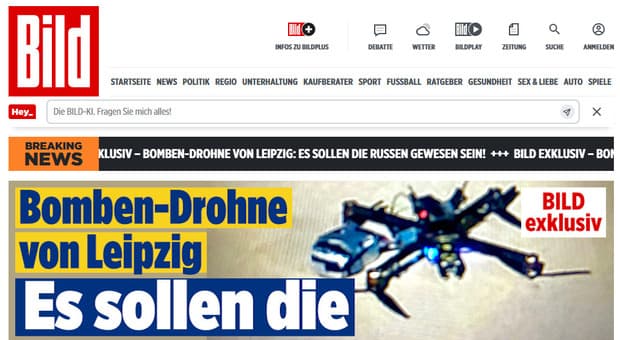  Bild: «Russia responsabile del drone-bomba di Lipsia». Berlino pronta a rafforzare le sanzioni 