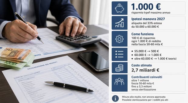  Irpef al 33% fino a 60mila euro, fino a 1.000 euro in meno di tasse: chi ci guadagna e quanto. Le simulazioni sulla Manovra 2027 