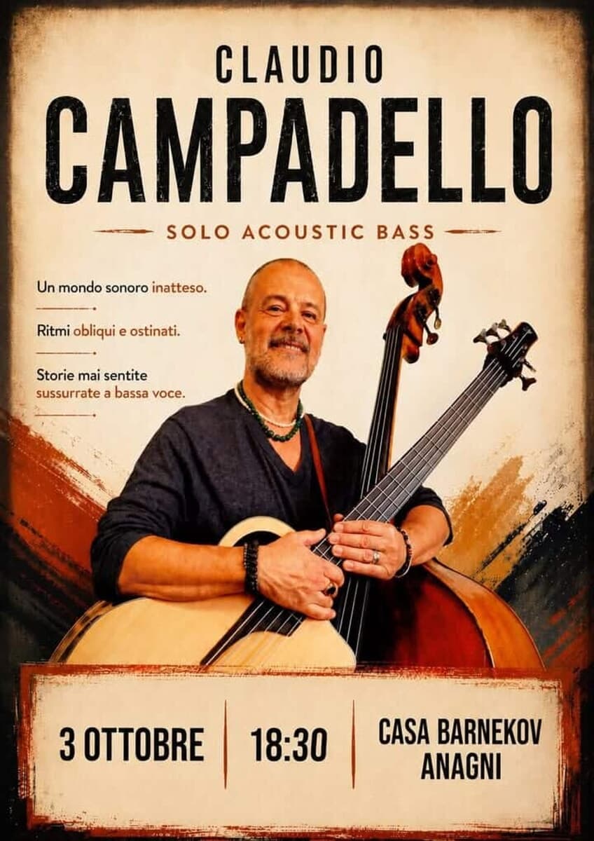 Anagni, “Solo Acoustic Bass” concerto di Claudio Campadello