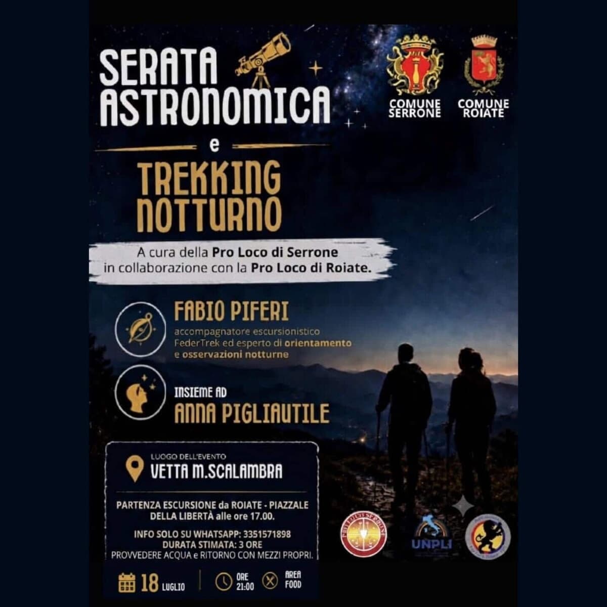 Serrone,  Serata Astronomica e Trekking Notturno