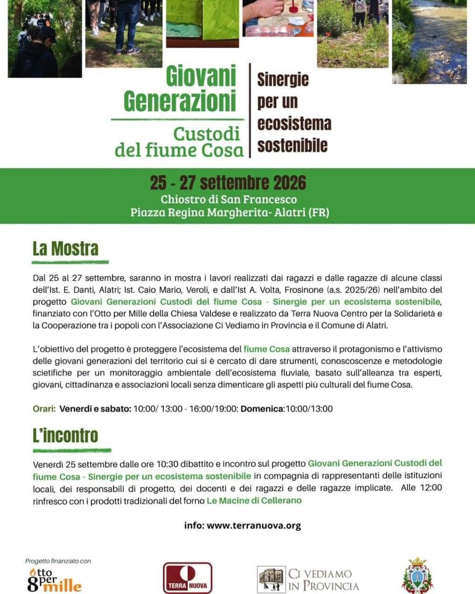 Alatri,  mostra "Giovani Generazioni, Custodi del fiume Cosa"