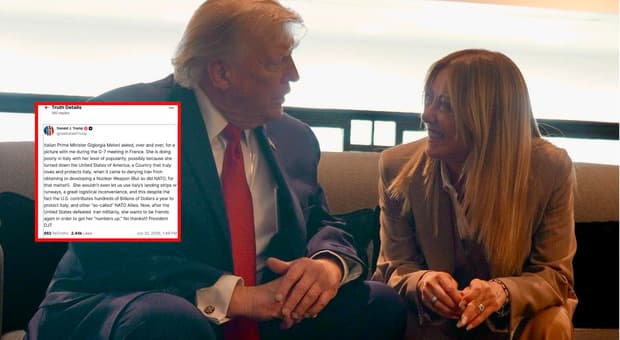  Trump di nuovo contro Meloni: «Vuole tornare mia amica per risalire nei sondaggi. Sua popolarità in calo». Il tycoon torna ad attaccare la premier 