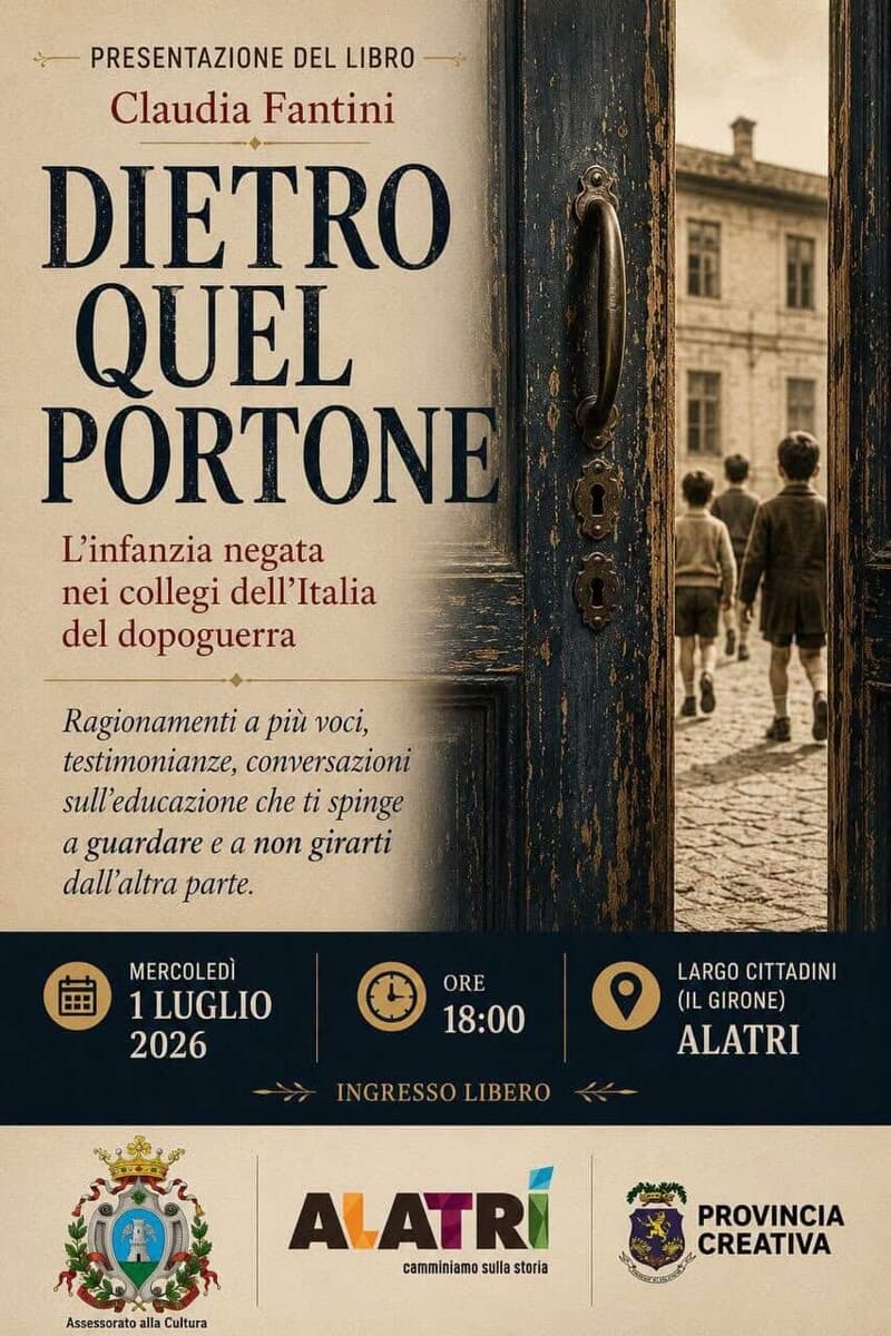 Alatri, presentazione del libro "Dietro quel portone" di Claudia Fantini