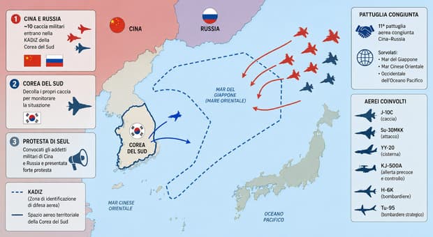  Caccia russi e cinesi fanno incursione, Seul fa decollare i jet. L'incidente (strano) in Corea del Sud 