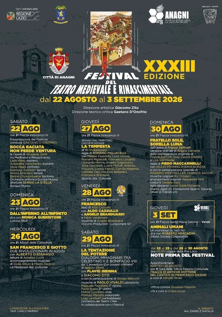 Anagni, Festival del Teatro Medievale e Rinascimentale. XXXIII edizione