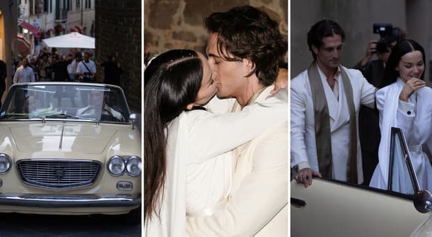  Damiano David e Dove Cameron, prima notte da marito e moglie: oggi la festa con 200 invitati. La wedding planner dei Ferragnez e il mistero Maneskin 